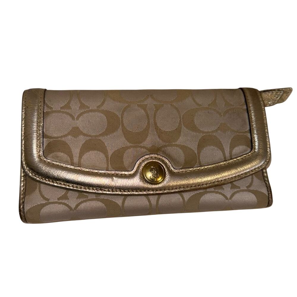 VINTAGE Y2K metallic gold signature c trifold wallet